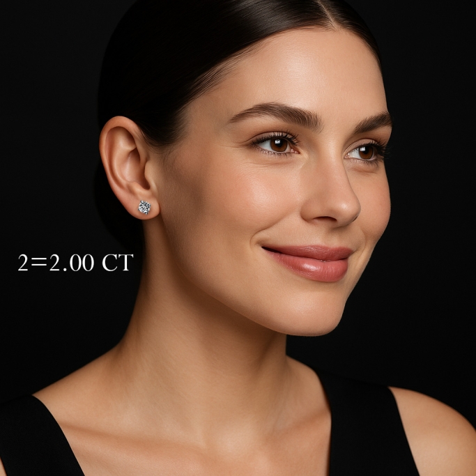 עגילי יהלום מעבדה 2.00 קארט