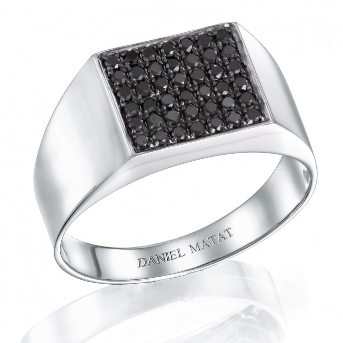 טבעת גבר יהלומים שחורים RK58
