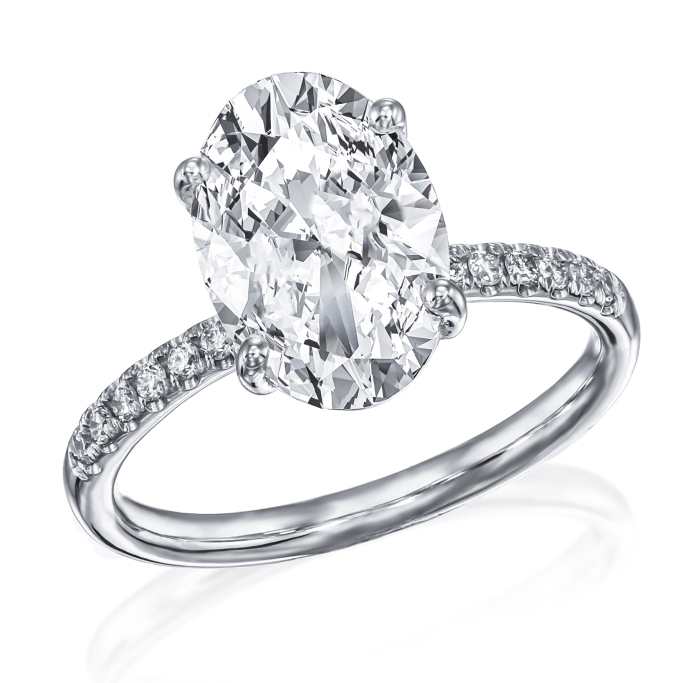 טבעת אובל 3.00 קארט יהלומים מעבדה