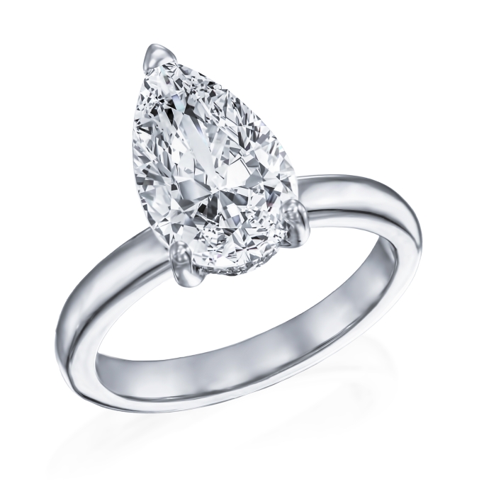 טבעת סוליטר יהלום טיפה 1 קראט מעבדה