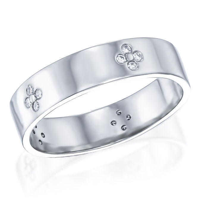 טבעת שטוחה פרח יהלומים