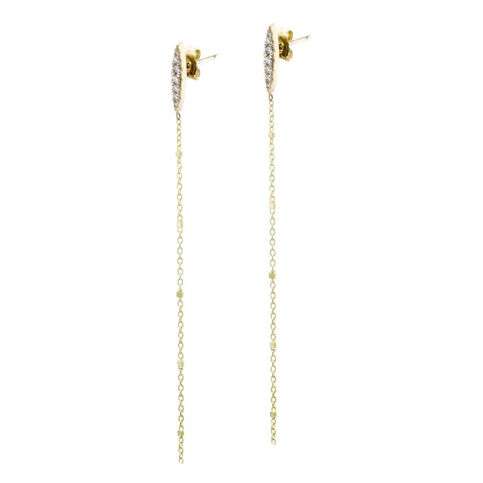 עגילי פס יהלומים צמודים לאוזן אלגנטי E35