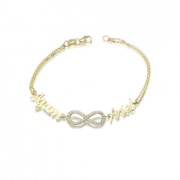 צמיד שמות אינפיניטי זהב ויהלומים
