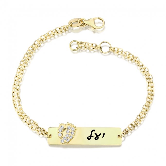 צמיד פלטה זרקונים כפות רגלים