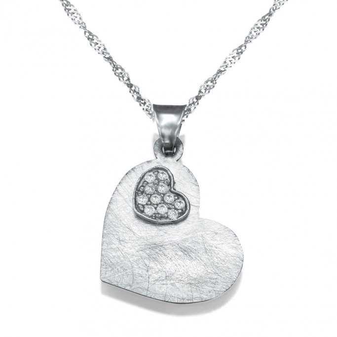 שרשרת לב מט זרקונים