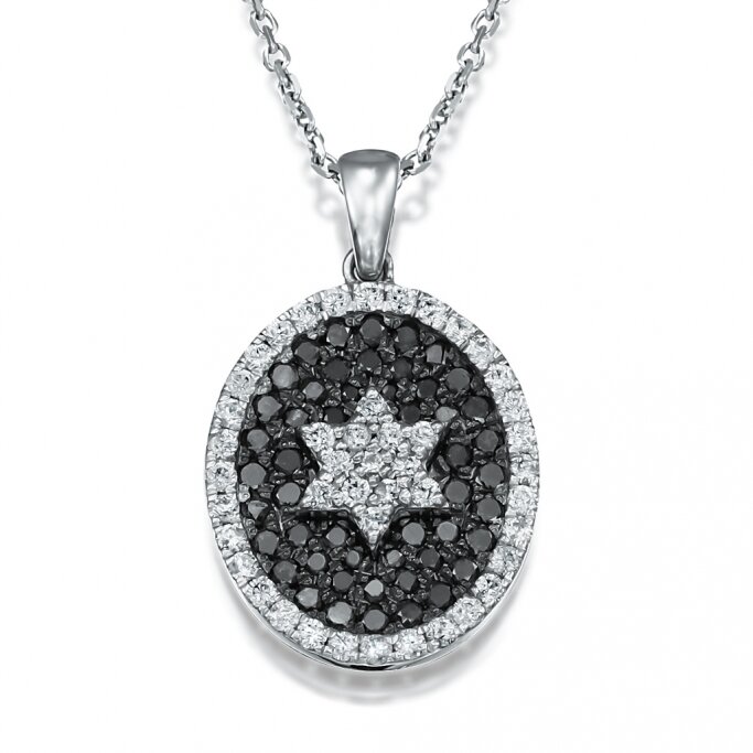 שרשרת מגן דוד אוול יהלומים שחורים M49