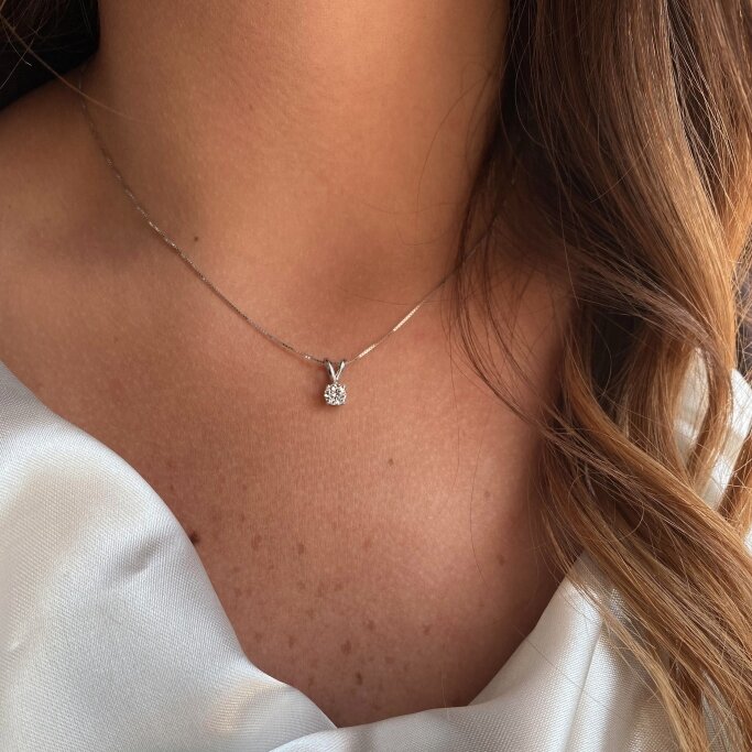 שרשרת סוליטר יהלום מעבדה 0.40 קראט