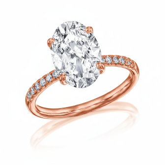 טבעת אובל 3.00 קארט יהלומים מעבדה