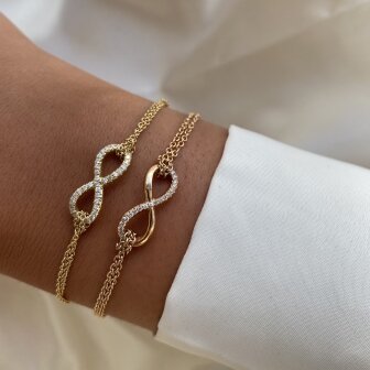 צמיד אינפיניטי משובץ חצי יהלומים זהב