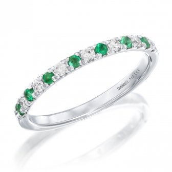 טבעת חצי נישואין יהלומים ואבני חן אמרלד