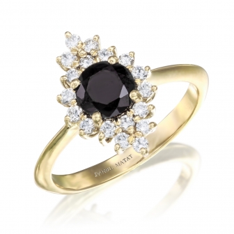 טבעת יהלומים אבן שחורה
