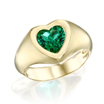טבעת לב עם אבן חן 