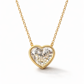 שרשרת לב יהלום בעבודת שיבוץ כוס זהב