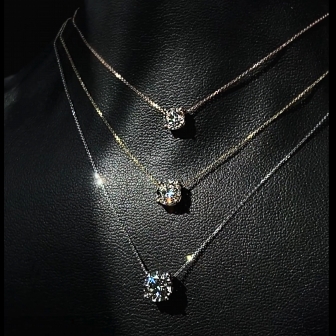 שרשרת סוליטר יהלום מרחף מעבדה