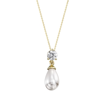 תליון יהלום זרקון עם פנינה